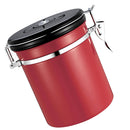 1.5L Capacity Stainless Steel Coffee Tea Canister Jar Box Sugar Storage Pot Seal Can for Home Hotel Office Use Red