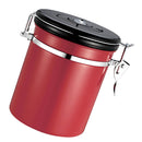 1.5L Capacity Stainless Steel Coffee Tea Canister Jar Box Sugar Storage Pot Seal Can for Home Hotel Office Use Red