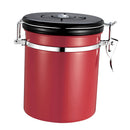 1.5L Capacity Stainless Steel Coffee Tea Canister Jar Box Sugar Storage Pot Seal Can for Home Hotel Office Use Red