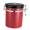 1.5L Capacity Stainless Steel Coffee Tea Canister Jar Box Sugar Storage Pot Seal Can for Home Hotel Office Use Red