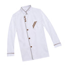 Men Fashionable Hotel Restaurant Kitchen Chef Uniform Wear Clothing Jacket Coat Long Sleeves White Size M