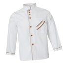 Men Fashionable Hotel Restaurant Kitchen Chef Uniform Wear Clothing Jacket Coat Long Sleeves White Size L