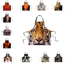 Women Men Fashionable Animal Cooking Craft Bar Adjustable Neck Strap Apron Waiter Chefs Kitchen Bib Tiger Design