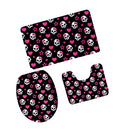 Set of 3PCS Home Bathroom Toilet Table Kitchen Use Skull Pattern Design Toilet Covers Non-slip Bathmat Carpet Rug