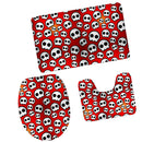 Set of 3PCS Home Bathroom Toilet Table Kitchen Use Skull Pattern Design Toilet Covers Non-slip Bathmat Carpet Rug