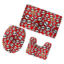 Set of 3PCS Home Bathroom Toilet Table Kitchen Use Skull Pattern Design Toilet Covers Non-slip Bathmat Carpet Rug