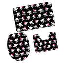 Set of 3PCS Home Bathroom Toilet Table Kitchen Use Skull Pattern Design Toilet Covers Non-slip Bathmat Carpet Rug