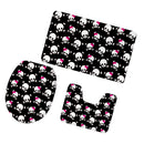 Set of 3PCS Home Bathroom Toilet Table Kitchen Use Skull Pattern Design Toilet Covers Non-slip Bathmat Carpet Rug