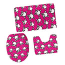 Set of 3PCS Home Bathroom Toilet Table Kitchen Use Skull Pattern Design Toilet Covers Non-slip Bathmat Carpet Rug