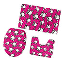 Set of 3PCS Home Bathroom Toilet Table Kitchen Use Skull Pattern Design Toilet Covers Non-slip Bathmat Carpet Rug