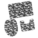 Set of 3PCS Home Bathroom Toilet Table Kitchen Use Skull Pattern Design Toilet Covers Non-slip Bathmat Carpet Rug