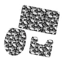 Set of 3PCS Home Bathroom Toilet Table Kitchen Use Skull Pattern Design Toilet Covers Non-slip Bathmat Carpet Rug