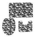 Set of 3PCS Home Bathroom Toilet Table Kitchen Use Skull Pattern Design Toilet Covers Non-slip Bathmat Carpet Rug