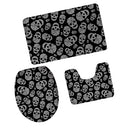 Set of 3PCS Home Bathroom Toilet Table Kitchen Use Skull Pattern Design Toilet Covers Non-slip Bathmat Carpet Rug