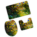 Set of 3PCS Safe Non-slip Easy Clean Flannel Home Use Toilet Covers Mat Bath Shower Soft Pad Rug Set 3