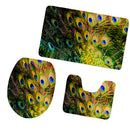 Set of 3PCS Safe Non-slip Easy Clean Flannel Home Use Toilet Covers Mat Bath Shower Soft Pad Rug Set 3