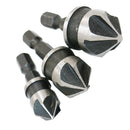 3 Pieces Hex Flutes Countersink Drill Bit for Wood Metal Quick Change Set