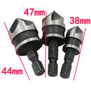 3 Pieces Hex Flutes Countersink Drill Bit for Wood Metal Quick Change Set