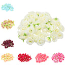 Artificial Rose Silk Flower Heads Home Wedding Garden DIY Scrapbooking Craft Projects Decor Ivory Pack of 50PCS