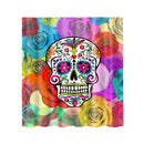 Home Hotel Bathroom Shower Room Decor Retro Fabric Shower Curtains With 12 Hooks Fashionable Skull Print Charms