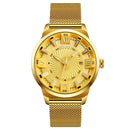SKMEI 9166 Business Gold Stainless Steel Strap Date Display Waterproof Men Watch Quartz Watch