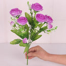 Artificial Rose Silk Rose Wedding Party Decor Bouquet For Home Office Purple