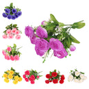 Artificial Rose Silk Rose Wedding Party Decor Bouquet For Home Office Purple
