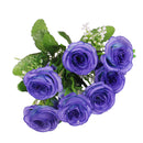 Artificial Rose Silk Rose Wedding Party Decor Bouquet For Home Office Blue
