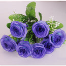 Artificial Rose Silk Rose Wedding Party Decor Bouquet For Home Office Blue