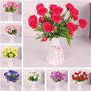 Artificial Rose Silk Rose Wedding Party Decor Bouquet For Home Office Blue