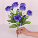 Artificial Rose Silk Rose Wedding Party Decor Bouquet For Home Office Blue
