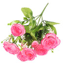 Artificial Rose Silk Rose Wedding Party Decor Bouquet For Home Office Dark Pink