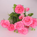 Artificial Rose Silk Rose Wedding Party Decor Bouquet For Home Office Dark Pink