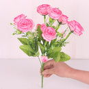 Artificial Rose Silk Rose Wedding Party Decor Bouquet For Home Office Dark Pink