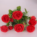 Artificial Rose Silk Rose Wedding Party Decor Bouquet For Home Office Red