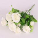 Artificial Rose Silk Rose Wedding Party Decor Bouquet For Home Office White