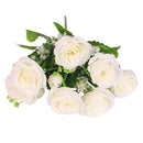 Artificial Rose Silk Rose Wedding Party Decor Bouquet For Home Office White