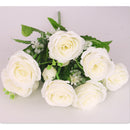 Artificial Rose Silk Rose Wedding Party Decor Bouquet For Home Office White