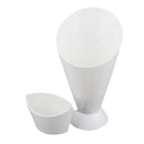 Kitchen Serving Tool Snack Cone Stand + Dip Holder For Chips Finger Food Sauce White