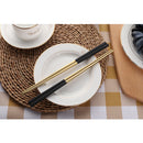 1 Pair Stainless Steel Square Design EcoFriendly Reusable Chopsticks Dinnerware Tableware Black Gold