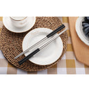 1 Pair Stainless Steel Square Design EcoFriendly Reusable Chopsticks Dinnerware Tableware Black Silver
