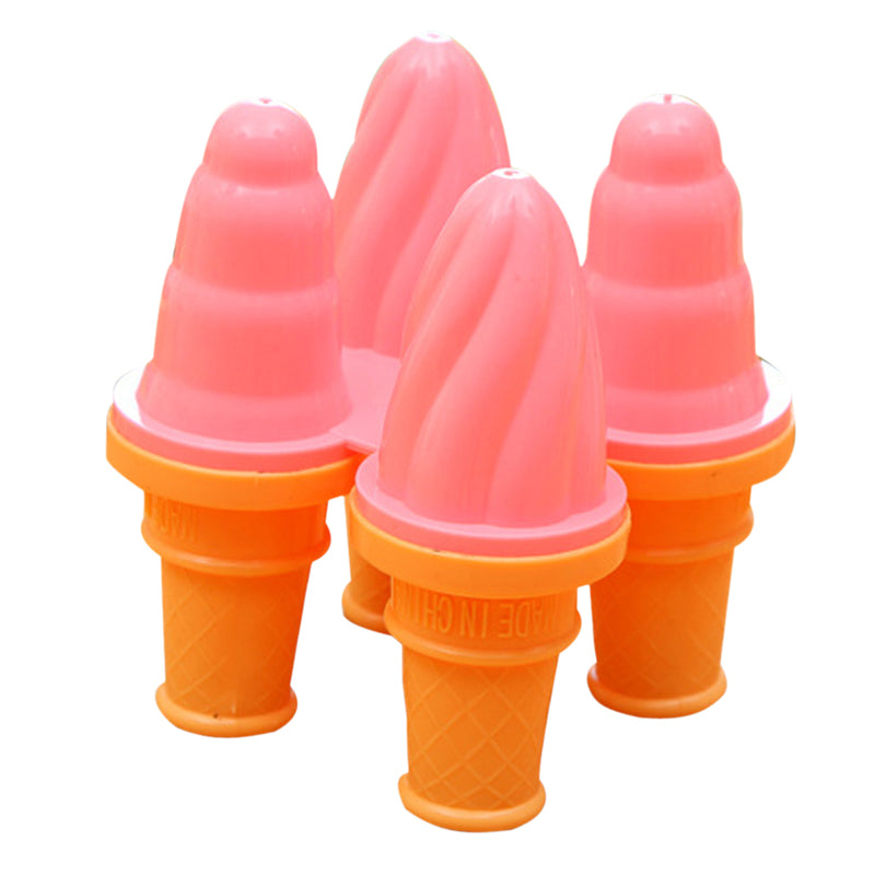 1 Set of 4 Cell Frozen Ice Cream Pop Mold DIY Popsicle Maker Lolly Mould Tray Kitchen Tool Ice Cream Maker Pink