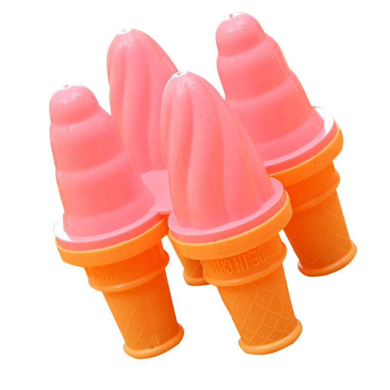 1 Set of 4 Cell Frozen Ice Cream Pop Mold DIY Popsicle Maker Lolly Mould Tray Kitchen Tool Ice Cream Maker Pink