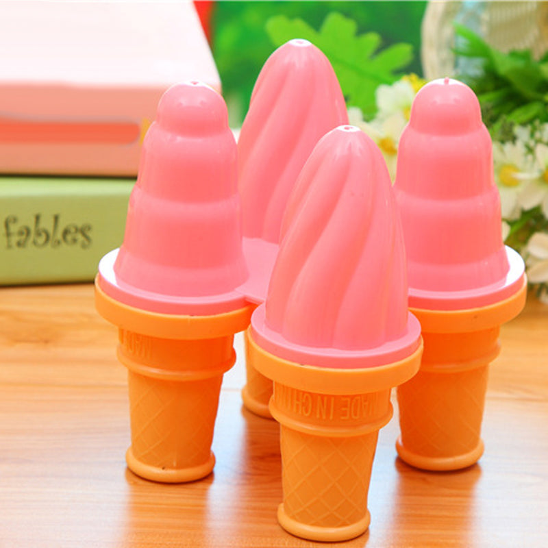1 Set of 4 Cell Frozen Ice Cream Pop Mold DIY Popsicle Maker Lolly Mould Tray Kitchen Tool Ice Cream Maker Pink