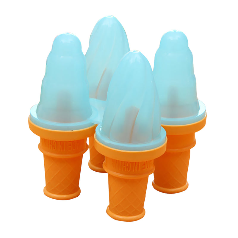 1 Set of 4 Cell Frozen Ice Cream Pop Mold DIY Popsicle Maker Lolly Mould Tray Kitchen Tool Ice Cream Maker Blue