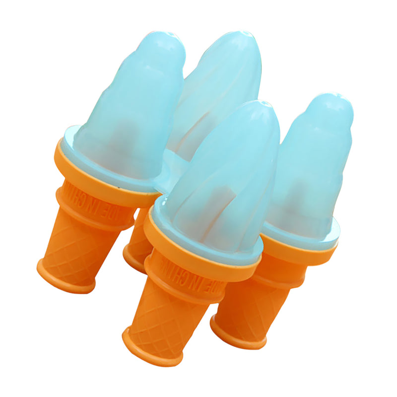1 Set of 4 Cell Frozen Ice Cream Pop Mold DIY Popsicle Maker Lolly Mould Tray Kitchen Tool Ice Cream Maker Blue