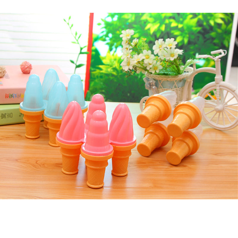 1 Set of 4 Cell Frozen Ice Cream Pop Mold DIY Popsicle Maker Lolly Mould Tray Kitchen Tool Ice Cream Maker Blue