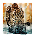 Home Bathroom Bedroom Door Window Use Extra Long Fabric Bath Shower Leopard Print Pattern Curtain With 12 Hooks