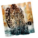 Home Bathroom Bedroom Door Window Use Extra Long Fabric Bath Shower Leopard Print Pattern Curtain With 12 Hooks