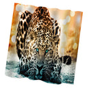 Home Bathroom Bedroom Door Window Use Extra Long Fabric Bath Shower Leopard Print Pattern Curtain With 12 Hooks